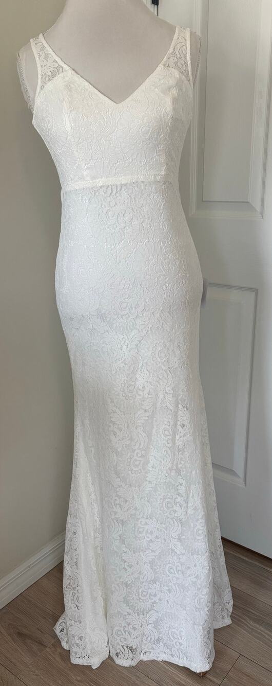 NWT Lulus Beloved Eternity White Lace Sleeveless Maxi Dress Small Wedding